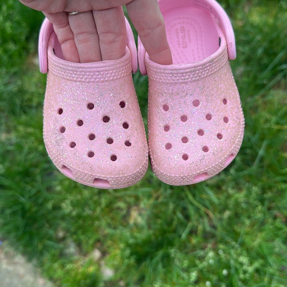 Sparkly Pink Kids Crocs